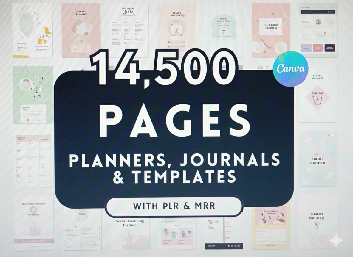 14,500+ Pages PLR Canva Template Bundle – 200 Editable Planners & Digital Templates
