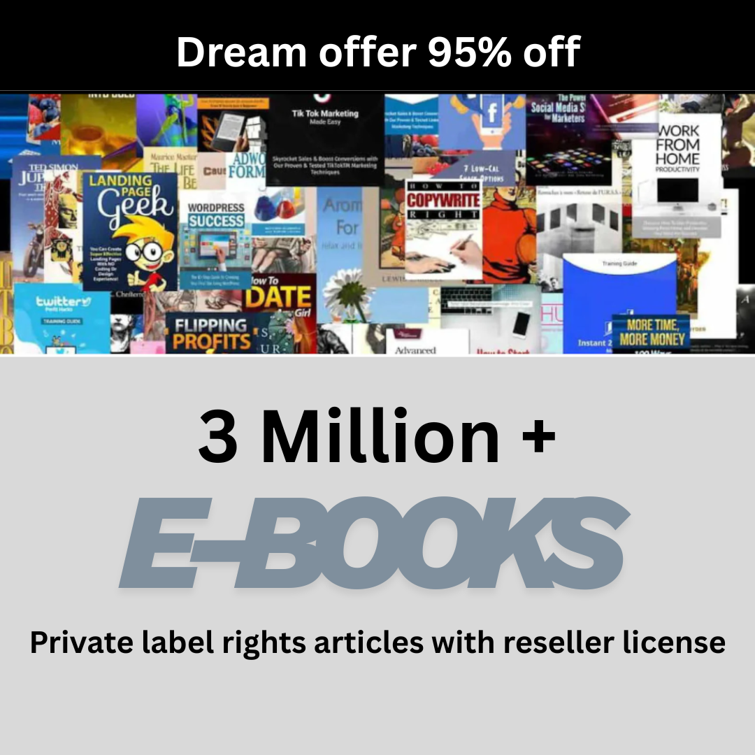 3 Million+ Ebooks + 3 Million PLR Articles Bonus with reseller rights | 3 M Ebooks bundle MRR Rights